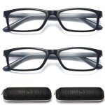 RaoOG Reading Glasses for Men/Women with Spring hinges 1.00 Blue Light Blocking Lenses, Black/Blue Frame Readers with Case