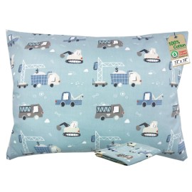ZPECC Toddler Pillow with Pillowcase - 13x18 Organic Cotton Hypoallergenic Kids Pillow, Baby Essentials for Travel Crib Daycare Stroller (Intended for Age 2 and up) Truck