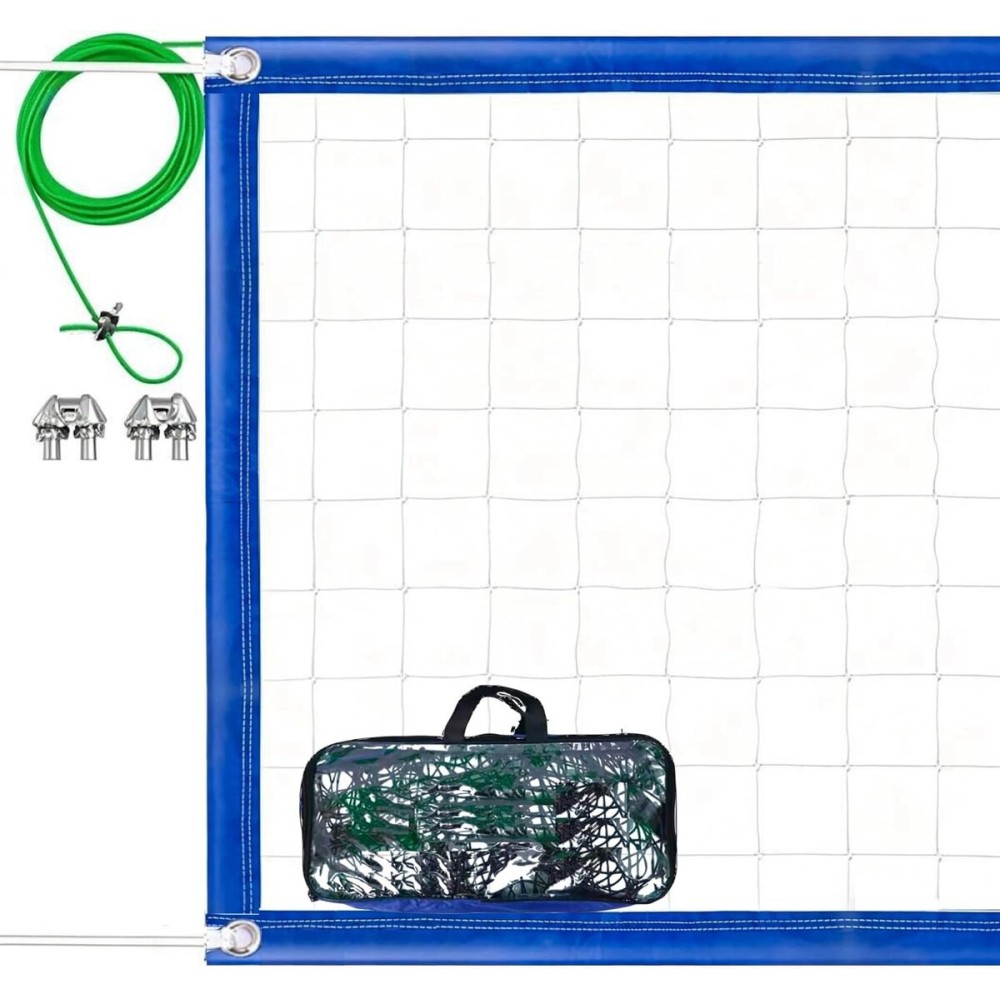 Professional Volleyball Net Outdoor with Aircraft Steel Cable, Heavy Duty VolleyballNet for Backyard, 32x3FT Portable Volleyball Nets for Pool Schoolyard Beach, Badminton/Pro VolleyballNets Set