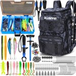 PLUSINNO Fishing Backpack with Rod Holders Tackle Box, 42L Large Water-resistant Tackle Bag Store Fishing Gear