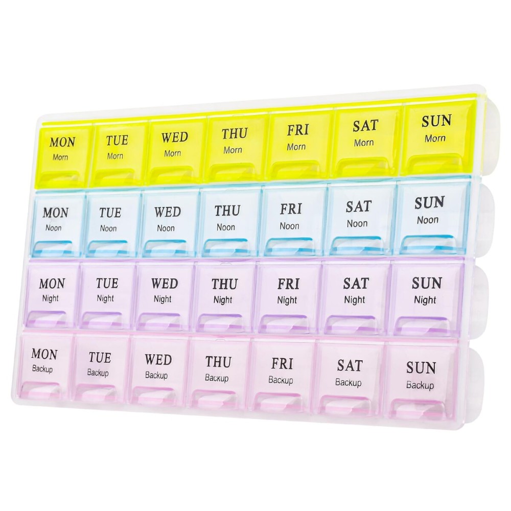 Large Weekly Pill Organizer 4 Times A Day, Medicine Cases,Moisture-Proof 7 Day Pill Box, Travel Pill Cases Portable for Pills Vitamin Fish Oil Supplements