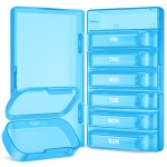 PULIV Weekly Pill Organizer with Large Capacity, Dual Protection Pill Box 7 Day, Arthritis Friendly Pill Case Easy to Open, Medicine Organizer for Vitamins, Medications, Fish Oils, Supplements (Blue)