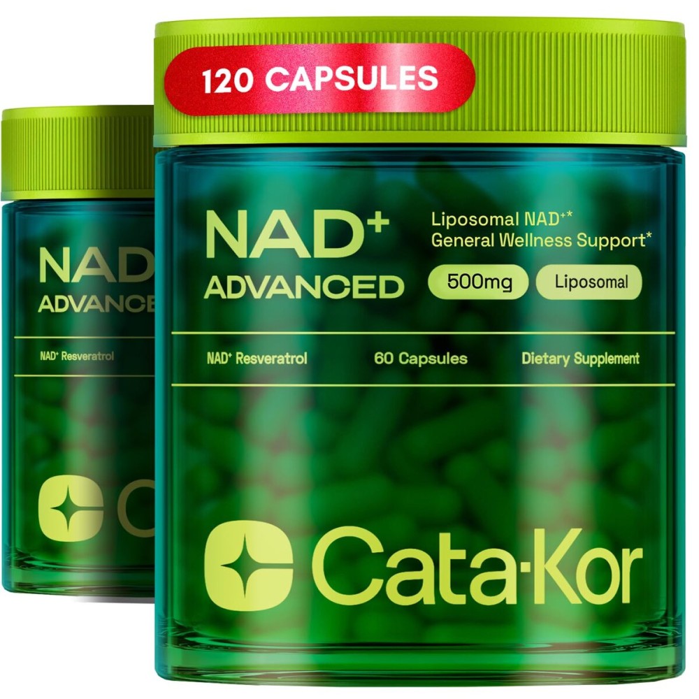 Cata-Kor Liposomal NAD Supplement with Resveratrol - NMN Supplement Alternative - 60-Day Supply - Third-Party Tested - 120 Capsules - Advanced NAD+ Resveratrol - Pack of 2
