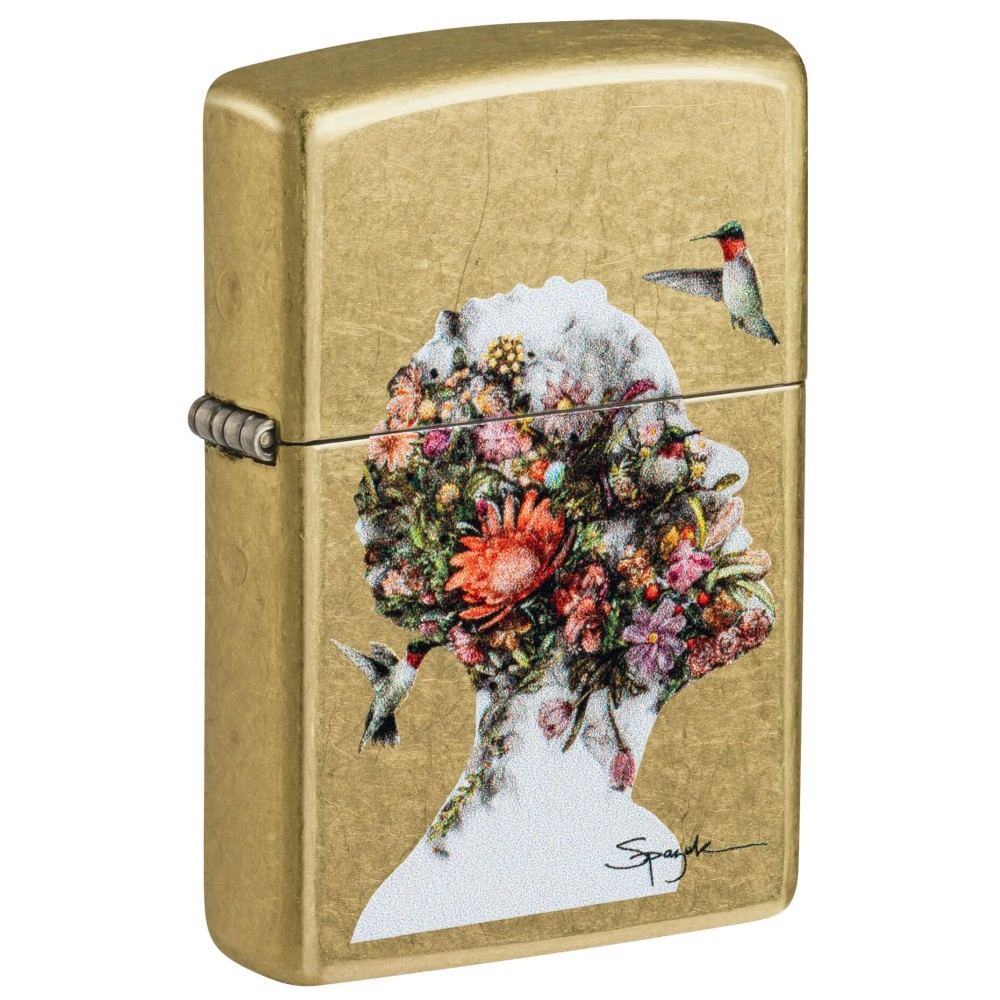 Zippo Spazuk Hummingbirds Design Street Brass Pocket Lighter