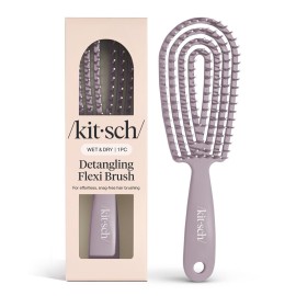 Kitsch Detangler Brush - Flexible Curly Hair Brush for Women, Men & Kids | Detangling Hairbrush with Bendable Frame and Ultra-Smooth Bristles for Wet or Dry Strands - Soft Violet