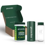 Greens First Gift Set - Limited Edition Glass Carafe & Organic Greens Powder - 49 Superfoods - Prebiotics, Probiotics & Digestive Enzymes - Dairy Free, Vegan & Non-GMO (Mint, 30 Servings)