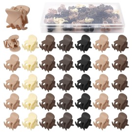 JANYUN 48Pcs Matte Small Mini Hair Claw Clips, Plastic Little Tiny Hair Clips for Girls Women Strong Grip Neutral Color for Birthday Party Gifts Accessories