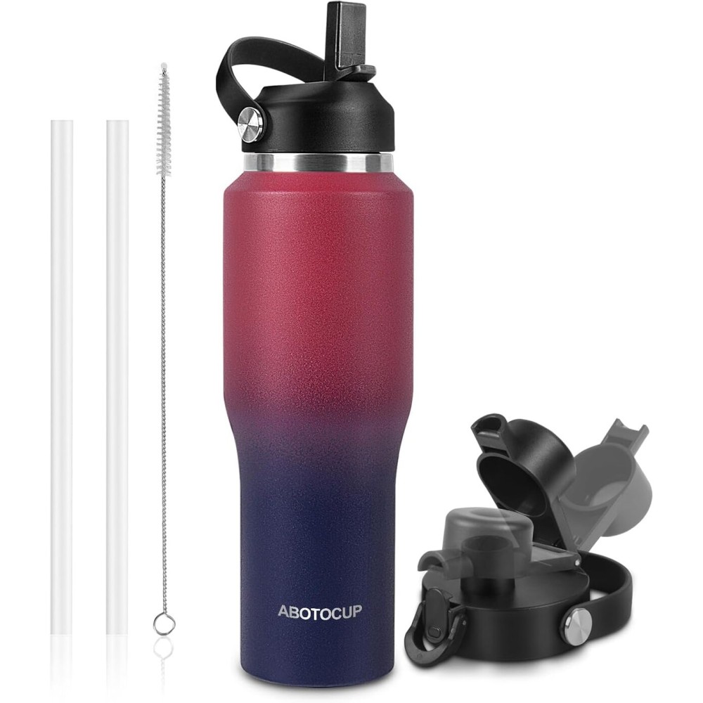 40oz Water Bottle with Powder Coated, Fit in Any Car Cup Holder, Water Bottle with Straw Lids, Stainless Steel Insulated Water Flask Double Wall Leak-proof BPA Free to Keep Cold&Hot