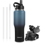 40oz Insulated Water Bottle Keep Cold 24h&Hot 12h, Double Wall Vacuum Insulated Water Bottles with Straw/Spout Lid, Stainless Steel Water Bottles that Fit in Any Car Cup Holder, Leak-proof