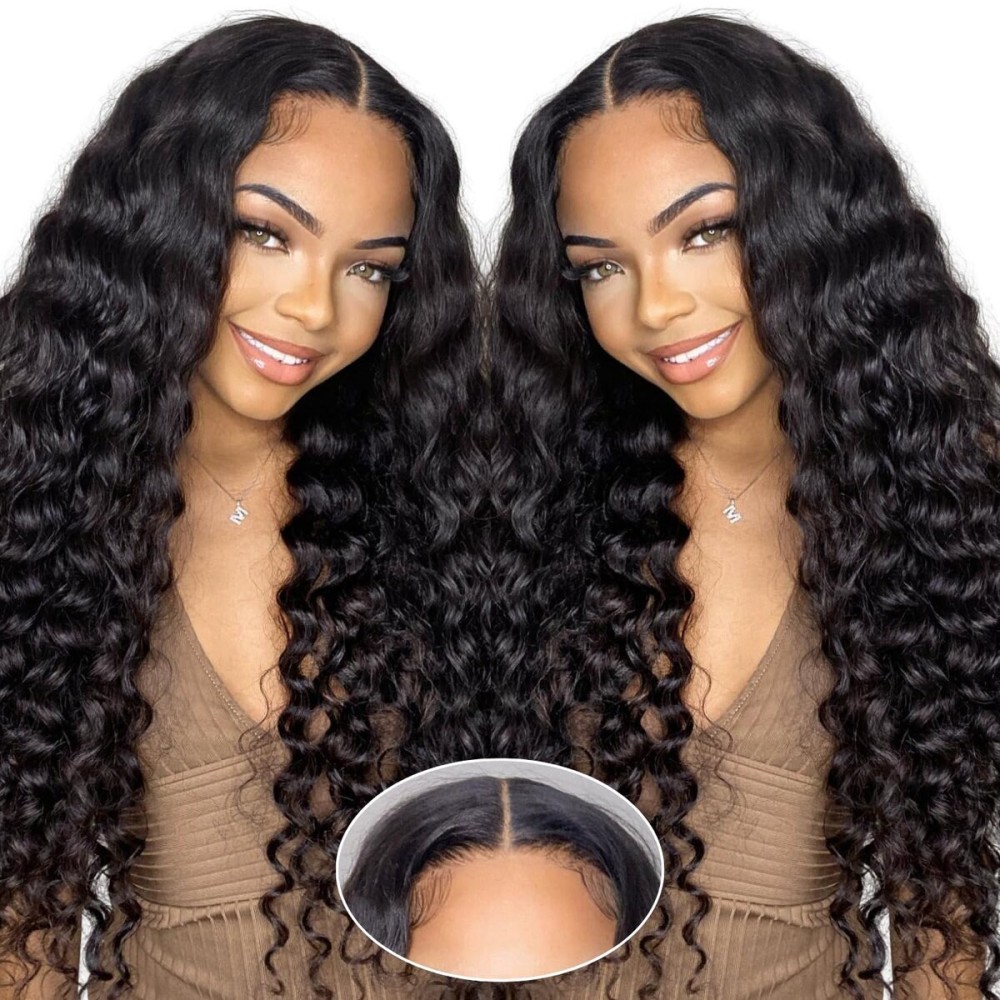 NKTU Wear and Go Glueless Wigs Human Hair Pre Plucked Pre Cut 5x5 HD Lace Closure Wigs 200 Density Deep Wave Wig for Black Women Beginner Friendly 22 Inch