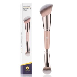 KINGMAS Foundation Brush, Dual Ended Makeup Brush for Foundation and Contour Blending Liquid Powder, Concealer Cream Cosmetics Blush, Cruelty Free Vegan & Easy Use (Pink)