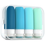 Mrsdry Travel Bottles for Toiletries, Tsa Approved 2oz Travel Bottles, BPA Free Leak Proof Travel Size Toiletry Containers, Refillable Travel Accessories with Toiletry Bag for Shampoo Liquid (4 Pack)