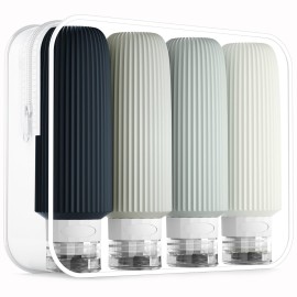 Mrsdry Travel Bottles for Toiletries, Large 6oz Travel Size Containers, BPA Free Leak Proof Tubs Refillable Liquid Accessories with Toiletry Bag for Cometic Shampoo and Lotion Soap (4 Pack)