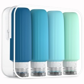 Mrsdry Travel Bottles for Toiletries, Large 6oz Travel Size Containers, BPA Free Leak Proof Tubs Refillable Liquid Accessories with Toiletry Bag for Cometic Shampoo and Lotion Soap (4 Pack)