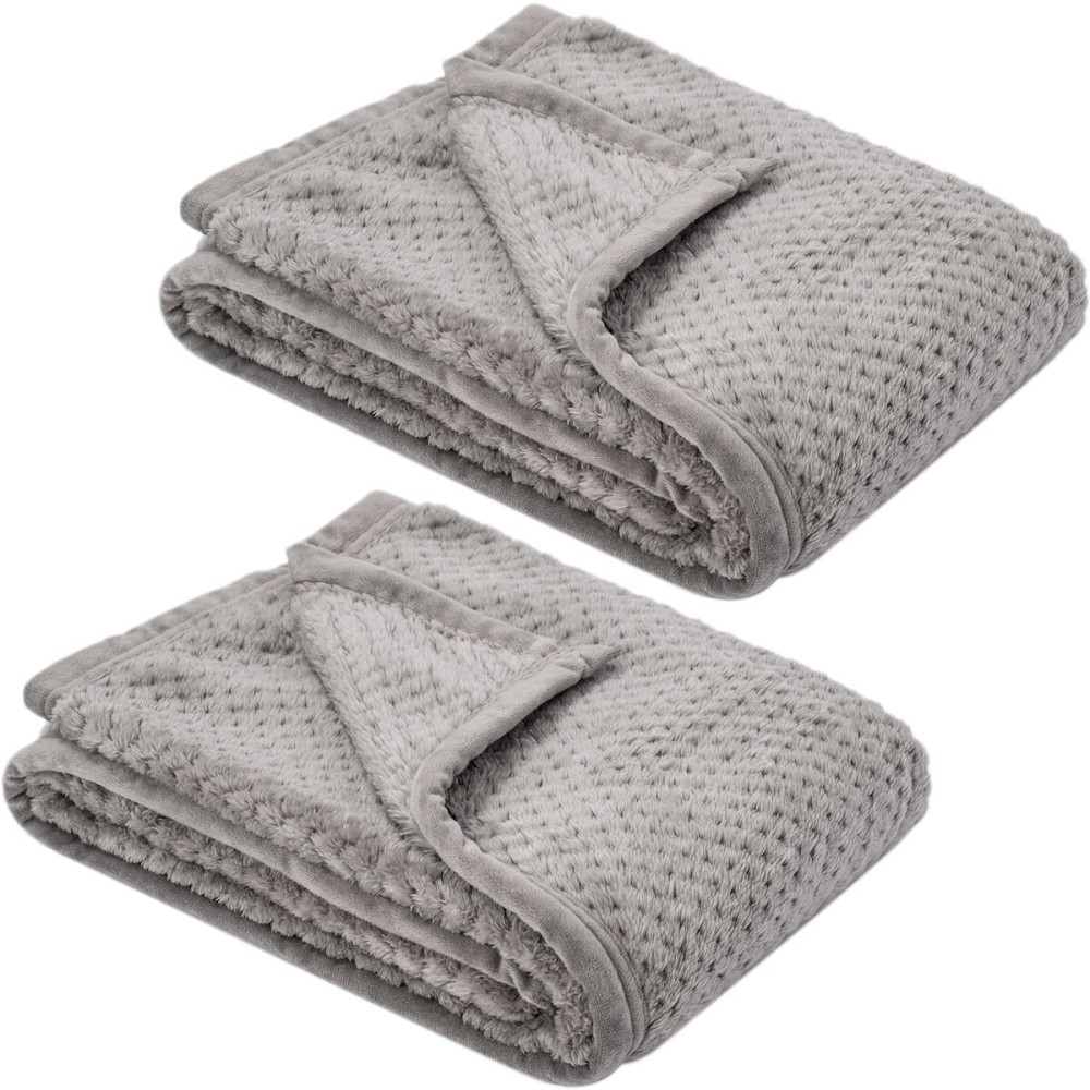 Fuzzy Blanket or Fluffy Blanket for Baby, Soft Warm Cozy Coral Fleece Toddler, Infant or Newborn Receiving Blanket for Crib, Stroller, Travel, Decorative, 3040, Flint Gray+Flint Gray