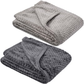 Fuzzy Blanket or Fluffy Blanket for Baby, Soft Warm Cozy Coral Fleece Toddler, Infant or Newborn Receiving Blanket for Crib, Stroller, Travel, Decorative, 3040, Flint Gray+Dark Grey