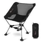 MOON LENCE Portable Camping Chair Backpacking Chair - The 4th Generation Ultralight Folding Chair - Compact, Lightweight Foldable Chairs for Hiking Mountaineering, Beach (Black-Plus)