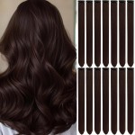 LADYAMZ Colored Hair Extensions 14 PCS, 20 In Dream Rainbow Clip in Hair Extensions Party Highlights, Colorful Long Straight Synthetic Hairpieces for Girls Women Kids Christmas New Year Gift(Brown)