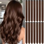 LADYAMZ Colored Hair Extensions 14 PCS, 20 In Dream Rainbow Clip in Hair Extensions Christmas Party Highlights, Colorful Long Straight Synthetic Hairpieces for Girls Women Kids Gift(Light Brown)