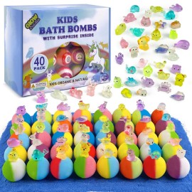 Bath Bombs for Kids with Toys Inside - 40 Pack Surprise Organic Natural Bath Bombs (Dino/Unicorn/Marine) Toddler Toys for Boys & Girls, Children\'s Birthday Christmas Gifts Set