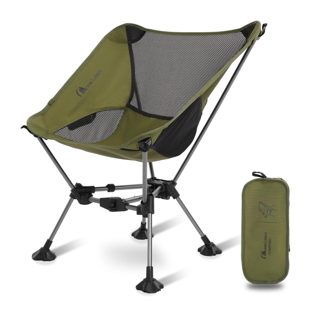 MOON LENCE Portable Camping Chair Backpacking Chair - The 4th Generation Ultralight Folding Chair - Compact, Lightweight Foldable Chairs for Hiking Mountaineering, Beach (Green-Plus)