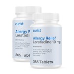 Curist Loratadine 10mg 730 Count (2 x 365 Tabs) All Day Non Drowsy Allergy Medicine - 24 Hour Antihistamine Tablets for Runny Nose, Itchy Eyes, Sneezing - Indoor & Outdoor Allergy Medicine for Adults
