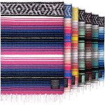 Hydration Nation Authentic Extra Large Mexican Blanket (70x50) - Handwoven Yoga, Serape- Artisanal Falsa, Beach, Camping, Picnic, Outdoor - Twilight