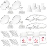 Nenesupply Pump Parts Compatible with Spectra S2 S1 9 Plus Breast Pump to Replace Spectra Pump Parts S2 Accessories Flange 21mm Duckbill Valve Tubing Bottles Backflow Protector (21mm - 4 Sets)