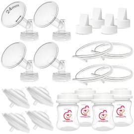 Nenesupply Pump Parts Compatible with Spectra S2 S1 9 Plus Breast Pump to Replace Spectra Pump Parts S2 Accessories Flange 24mm Duckbill Valve Tubing Bottles Backflow Protector (24mm - 4 Sets)