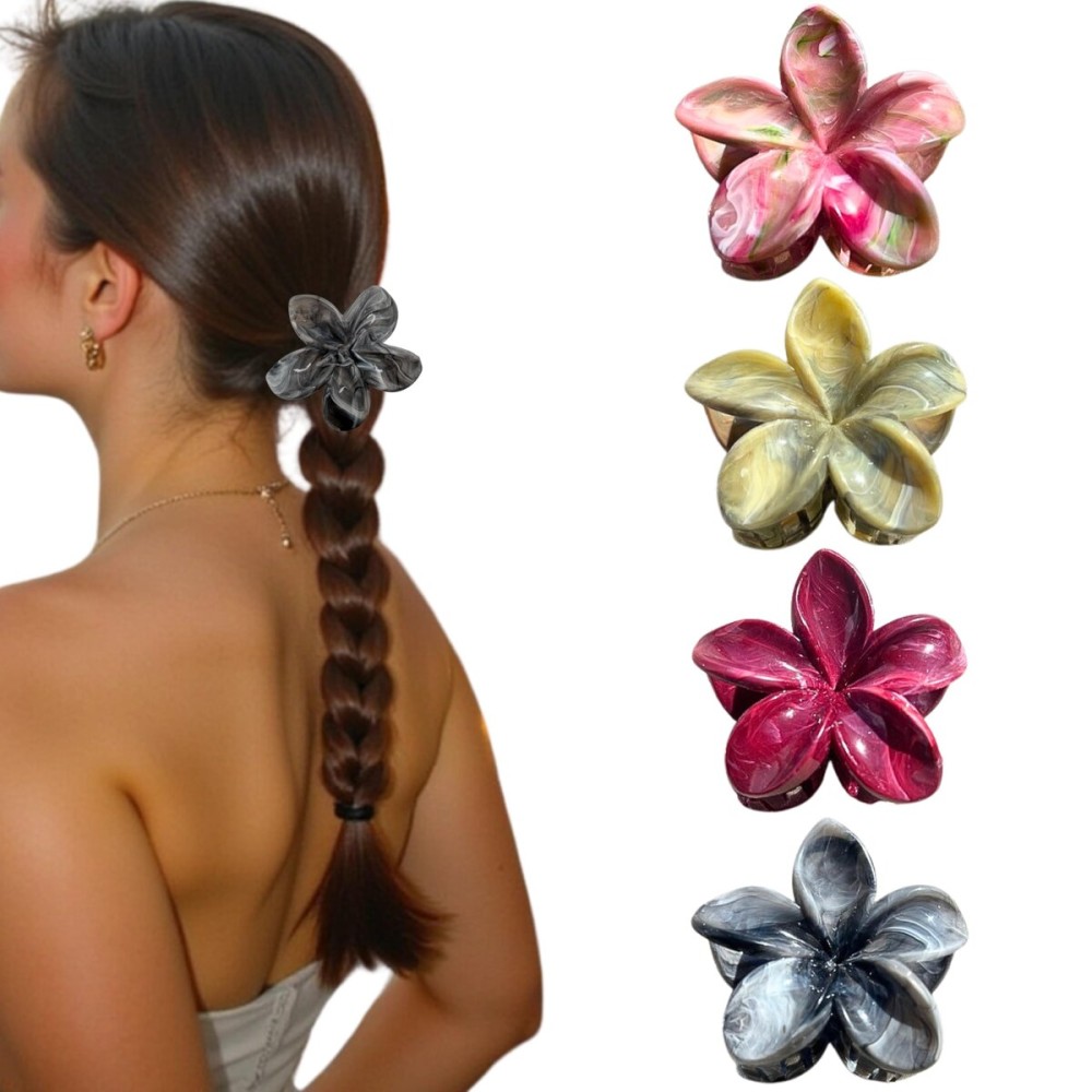 Flower Hair Clips for Women and Girls Thick to Thin Hair Large Cute Claw Clips Decorative Plumeria Hair Accessories Nonslip Aesthetic Glossy Glam
