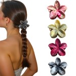 Flower Hair Clips for Women and Girls Thick to Thin Hair Large Cute Claw Clips Decorative Plumeria Hair Accessories Nonslip Aesthetic Glossy Glam