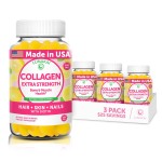 Lunakai USA Made Collagen Peptides Gummies - 200mg Non-GMO Anti-Aging Formula with Biotin, Zinc, Vitamins C & E for Hair, Skin and Nails, 3 Pack