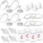 Nenesupply Pump Parts Compatible with Spectra S2 S1 9 Plus Breast Pump to Replace Spectra Pump Parts S2 Accessories Flange 17mm Duckbill Valve Tubing Bottles Backflow Protector (17mm - 4 Sets)