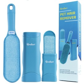 Pet Hair Remover for Clothes: Reusable Dog Cat Fur Lint Removal Brush for Clothes Furniture Couch Carpet Bed Car Seat - Self-Cleaning for Pet Owners (All Blue, 1 Pack)