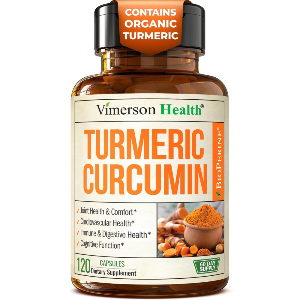 Turmeric Curcumin Supplement with Black Pepper Extract - High Potency Organic Turmeric 1200mg & 95% Curcuminoids for Joint & Digestive Health - Joint Support Supplement - 120 Vegan Curcuma Capsules