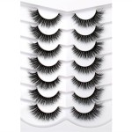 Pooplunch False Eyelashes Cat Eye Look Wispy Lashes Short Natural 8D Extension Volume Soft Faux Mink Lashes Fake Eyelash Strips 7 Pairs Pack