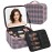 TANTO Makeup Bag With LED Mirror, Travel Makeup Case with Light up Mirror Large Cosmetic Case with 3 Color Lighted Portable Organizer Bag with Adjustable Dividers(Pink/Grey Stripes-Canvas, Small)