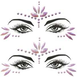 Mermaid Face Gems Stick Jewels for Women Cosplay Mermaid Halloween Club Eye Face Gems Stickers on Rave Party Gift for Kids Eye Face Jewels Temporary Tattoos Festival (Pearl)