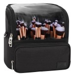 TANTO Makeup Brush Case, Extra Large Stand-up Makeup Cup Travel Makeup Brush Bag Foldable Professional Cosmetic Bags Artist Storage Case with Adjustable Divide&Strap (01A-BlackX Large)
