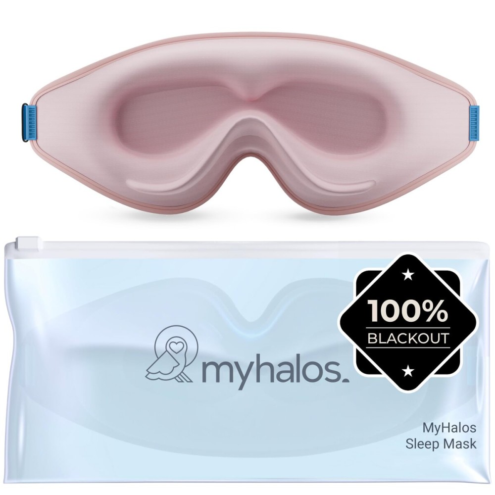 MyHalos Sleep Mask - Eye Masks for Sleep - 100% Blackout Sleeping Mask for Women, Men & Side Sleepers - 3D Sleeping Eye Mask for Zero Pressure - Award Winning Design, Eyelash Friendly & Breathable