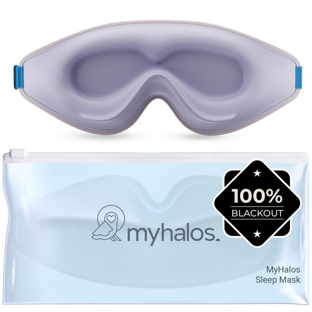 MyHalos Sleep Mask - Eye Masks for Sleep - 100% Blackout Sleeping Mask for Women, Men & Side Sleepers - 3D Sleeping Eye Mask for Zero Pressure - Award Winning Design, Eyelash Friendly & Breathable