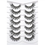 Pooplunch False Eyelashes Hand-Knotted Natural Cat Eye Look Wispy Extensions Fake Eyelash Faux Mink Lashes Strips 7 Pairs Pack