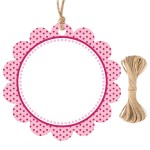 G2PLUS 50PCS Pink Scalloped Gift Tags, 2.5in Round Scalloped Gift Tags with String, Large Blank Paper Hanging Labels Craft Tag with Pink and White Polka Dots Edge Design for Arts Crafts Packaging