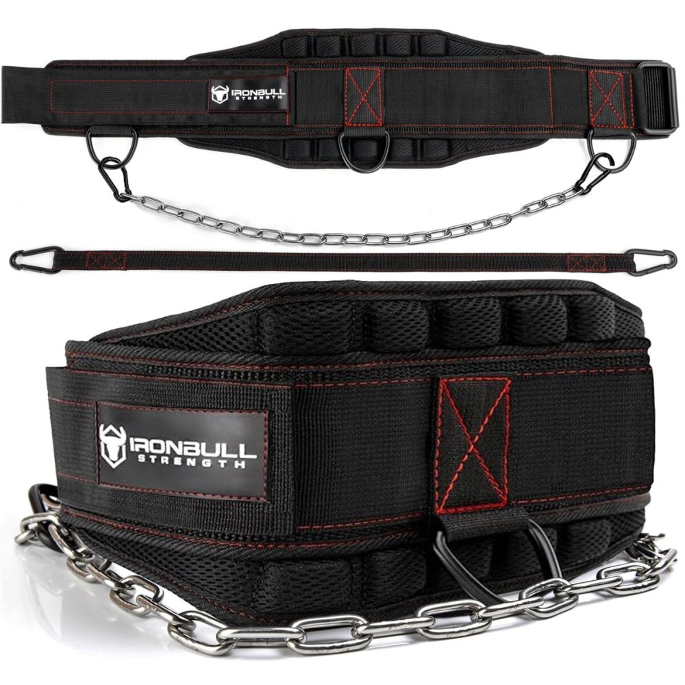Advanced Dip Belt V2 - Heavy-Duty Weighted Belt with Reinforced Back, Chain & Nylon Strap - 3-Point Anchor D-Rings for Dips, Pull-Ups, Squats & More (X-Large)