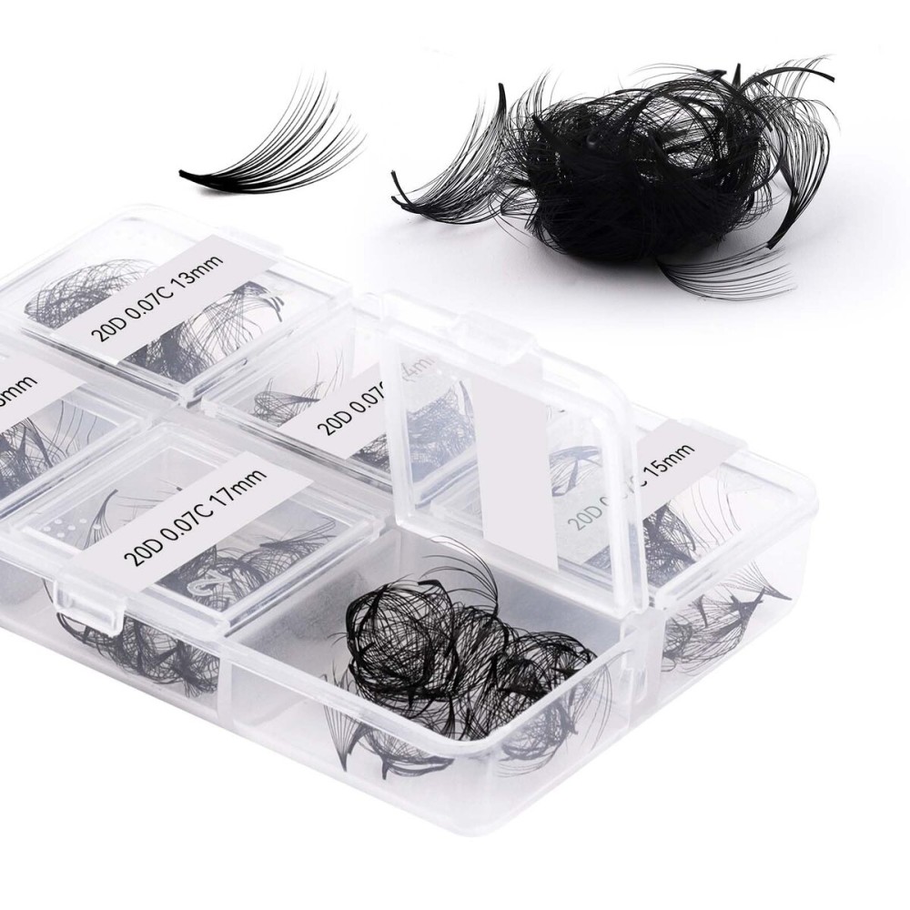 FADLASH Premade Fans Eyelash Extensions 300pcs 20D Premade Lash Fans C Curl Pre Made Fans Lash Extensions Volume Eyelash Extensions Premade Eyelash Fans Loose Fans (20D-0.07C-13-18mm)