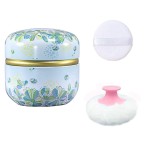 Qopoto Body Powder Puff and Container for Dusting Powder, Women Powder Puff and Powder Case for Bath and Travel (Light Green)