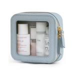 Popvibe Clear Makeup Bag Travel Cosmetic Case Transparent Toiletry Bag with Zipper, Portable Make Up Organizer Traveling Compact Car Bag for Essentials, Light Blue, Mini