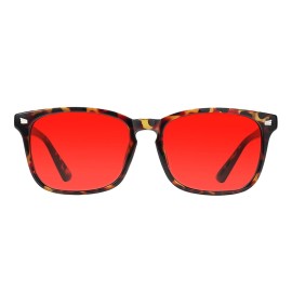 TIJN Sleep Glasses with Blue Green Light Blocking, Red Light Lens for Computer Gaming, Screen Fatigue & UV Protection