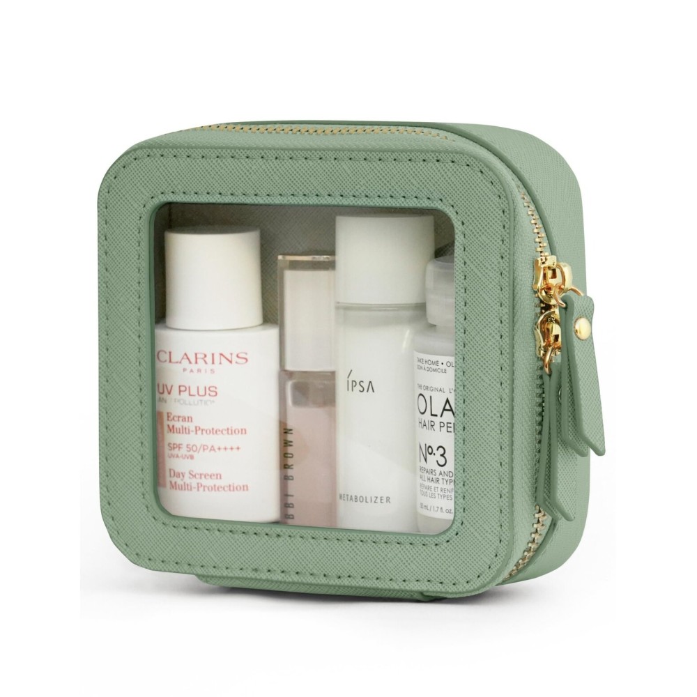 Popvibe Small Clear Makeup Bag Mini Travel Cosmetic Case Transparent Toiletry Bag with Zipper, Portable Make Up Organizer Traveling Compact Car Bag for Essentials, Sage Green, Mini