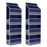 SpaceHacks 2 Pack Over The Door Organizer, Hanging Storage Organizer with Clear Window, 40lb Ultra Sturdy Large Capacity Room Organizer for Pantry Laundry Bathroom Nursery Closet (Blue)